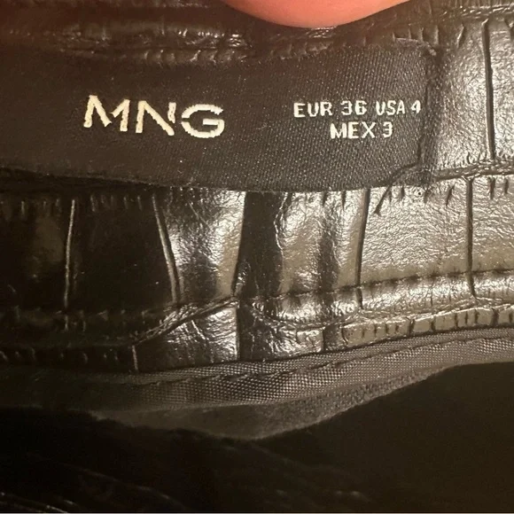 Mango Black Croc-Embossed Straight Leg Pants - Picture 7 of 7